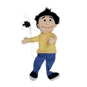 Silly Puppets Boy‎ Puppet Yellow Stripe Shirt Blue Pants Marionette Toy